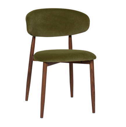 Silla de comedor nórdica tapizada Lux Verde Oliva