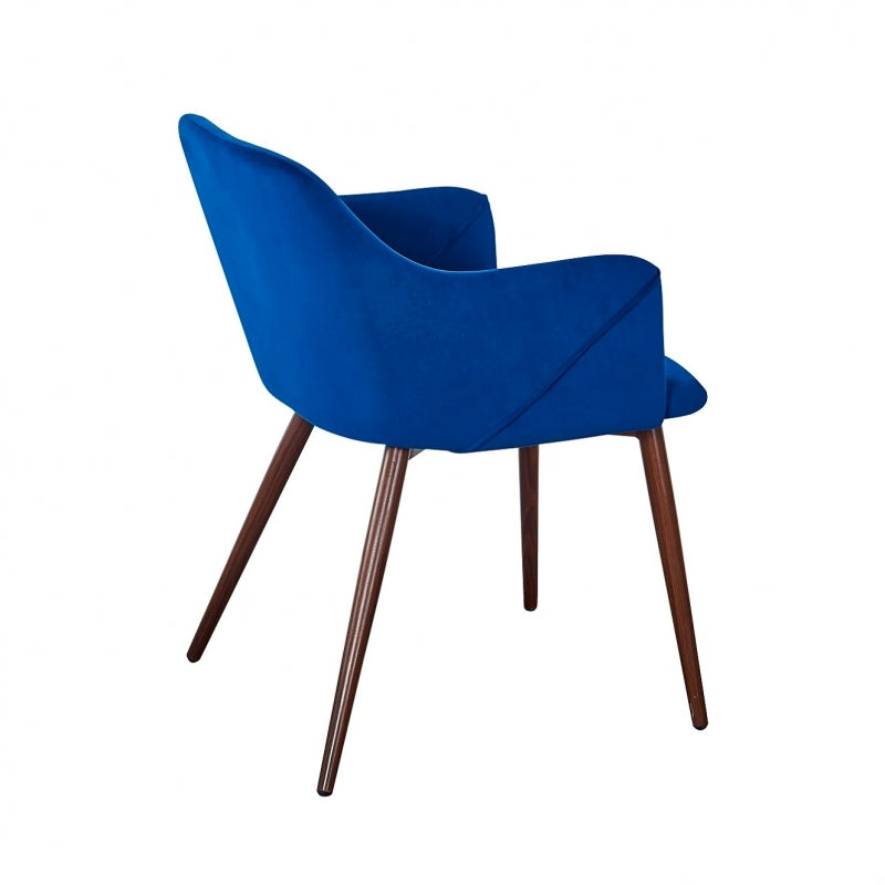 Sillon comedor Filip Terciopelo Azul Nogal