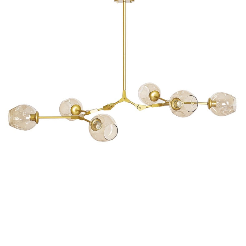 Lámpara Chandelier 6 dorado bolas cognac