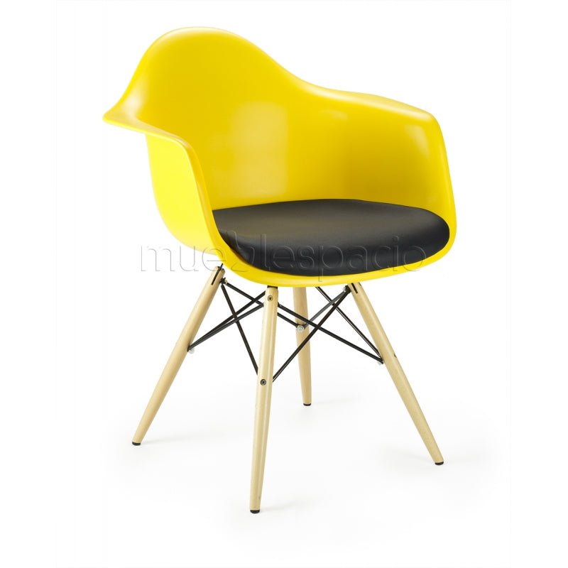 Fauteuil Tower Eames en polypropylène jaune