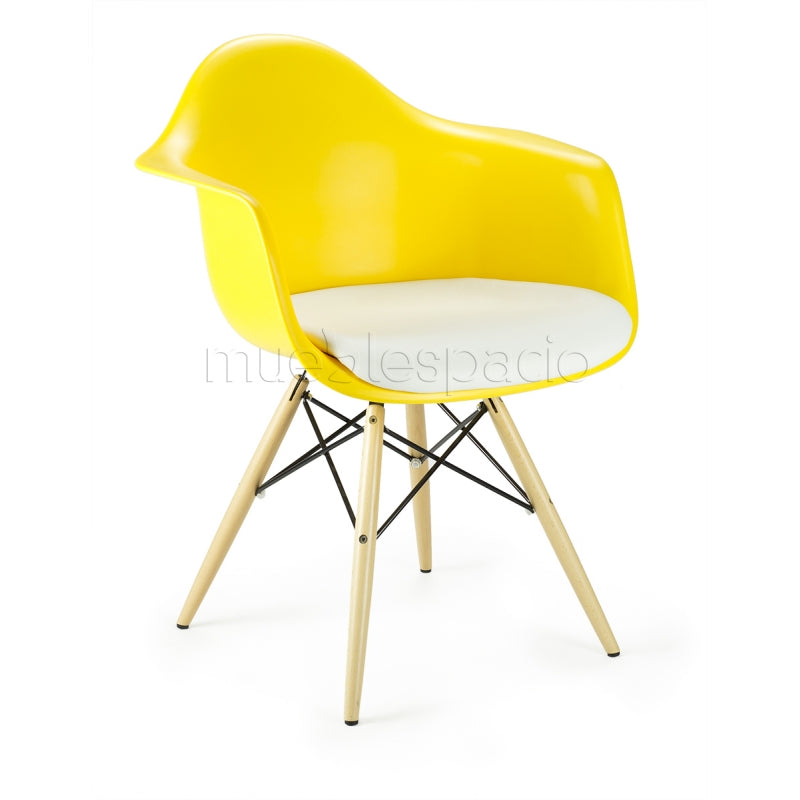 Fauteuil Tower Eames en polypropylène jaune